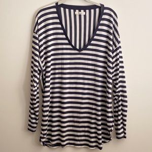 Madewell Blue and White Stripe Long Sleeve T-shirt